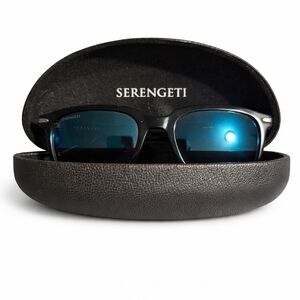 Serengeti Black Sunglasses with Blue Lenses